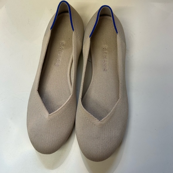 Rothy's Tan and Blue Flats with Minimalist Design - Picture 2 of 6